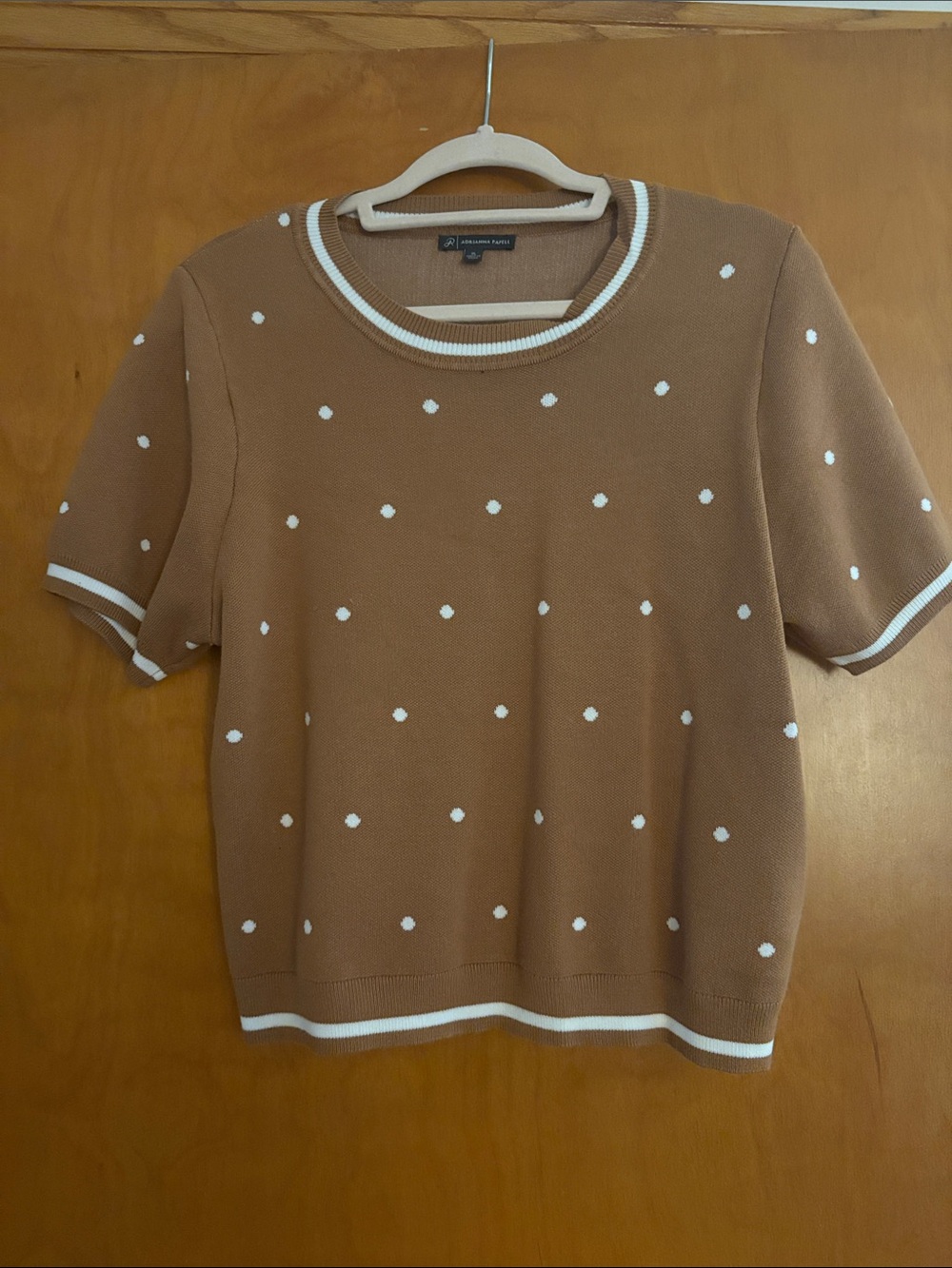 Adrianna Papell - Polka Dot Short Sleeve Sweater -